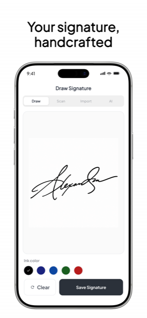 Your signature, handcrafted — draw it in Signed