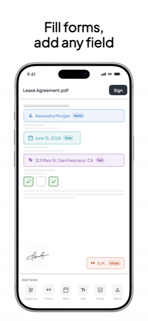 Fill and annotate forms — dates, initials, checkmarks